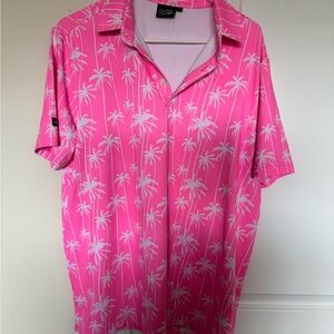 Sunday Swagger Tropical Pink Palm Tree Men's Polo - Large